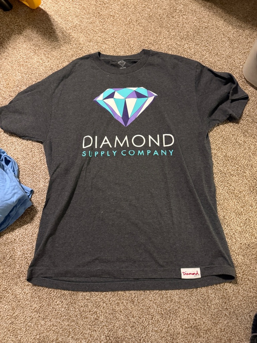 Diamond Supply Co. Black Tee with Teal & Purple Diamond Graphic
